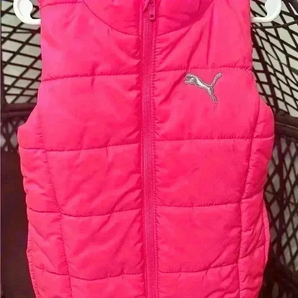 Puma little girl puffer vest pink size 5-6 - Picture 2 of 6